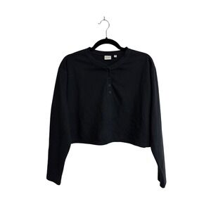 Sunday Best, Black, Long Sleeve Crop Top,‎ Women's Size M